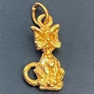 Darling Solid 14k Gold Kitty Cat Pendant / Charm 4 Bracelet / Necklace Detailed!